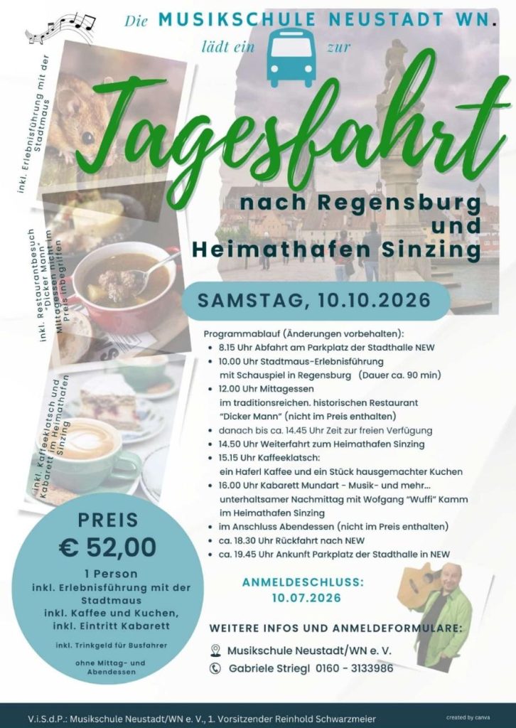 Plakat zur Tagesfahrt nach Regensburg und Heimathafen Sinzing